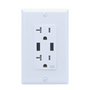 Decorative 20Amp Tamper and Weather Resistant Receptacle with Dual USB Charger Ports