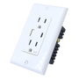 Decorative  15Amp Tamper and Weather Resistant Receptacle with USB-A and USB-C Charger Ports