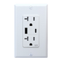 Decorative  20Amp Tamper and Weather Resistant Receptacle with USB-A and USB-C Charger Ports