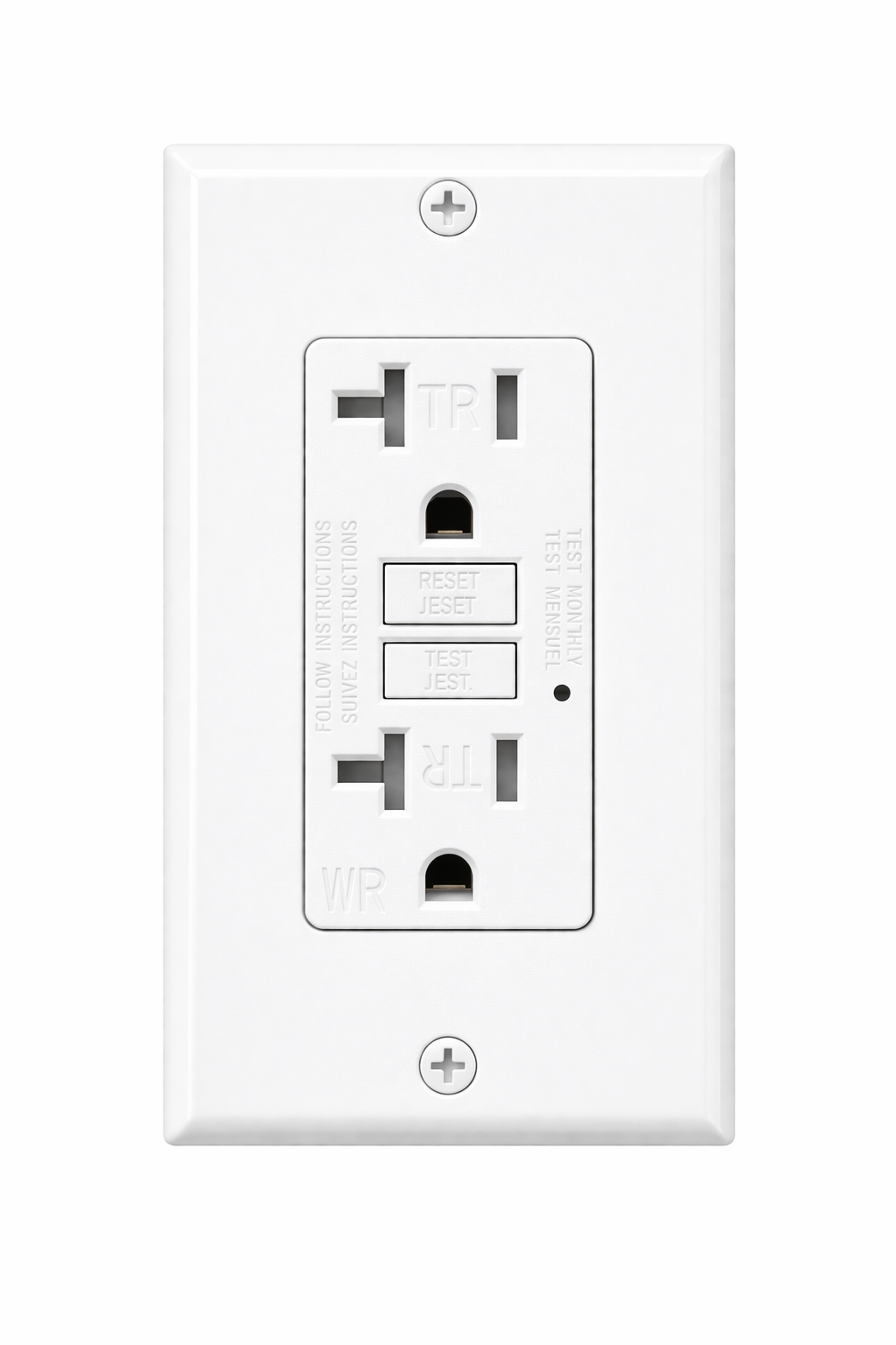 GFCI 20AMP Tamper and Weather Resistant - Self Test (UL943) White