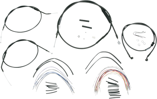 BURLY BRAND - B30-1007 - Complete Black Vinyl Handlebar Cable/Line Kit for Ape Hangers - 12" - '04-'06 Sportster