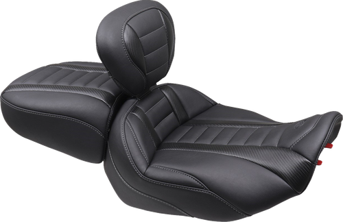 MUSTANG - 88402GM - Deluxe Touring Passenger Seat - Gun Metal Stitch - Carbon Fiber Inlay - FLH/FLT '23-'24