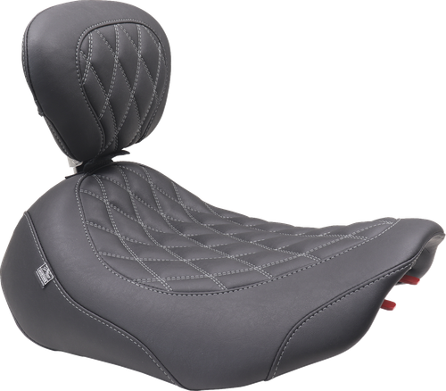 MUSTANG - 89503GM - Wide Tripper Seat - Solo - Gun Metal Stitching - FLT/FLH '23-'25