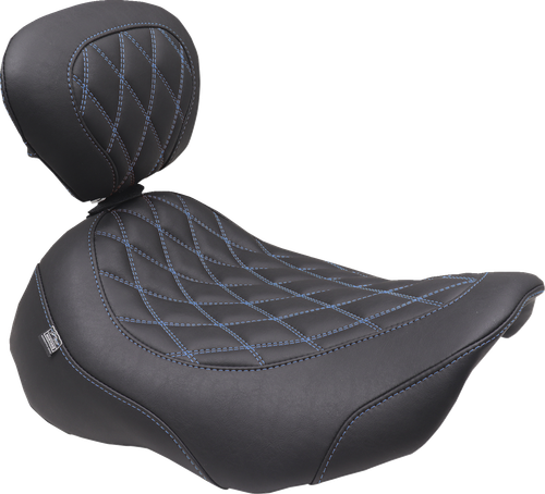 MUSTANG - 89503SB - Wide Tripper Seat - Solo - Sky Blue Stitching - FLT/FLH '23-'25
