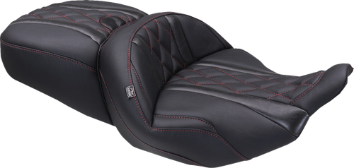MUSTANG - 89411DC - Deluxe One-Piece, 2-Up Seat - Diamond - Dark Cherry Stitch - FLT/FLH '23-'25