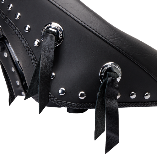 MUSTANG - 79485 - Wide Solo Seat - With Backrest - Black - Studded w/ Concho - FLST '00-'15