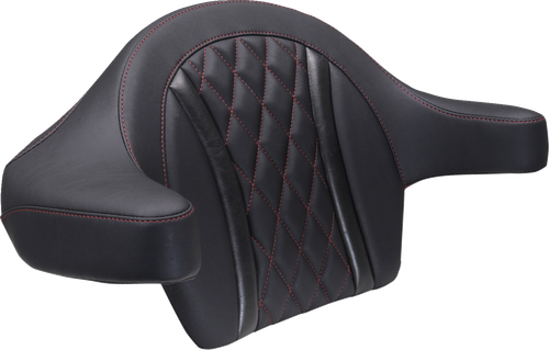 MUSTANG - 88430DC - Deluxe Extended Arm Wrap-around Backrest - Diamond - Dark Cherry Stitch - FLT/FLH '23-'25