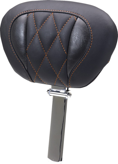 MUSTANG - 89460MO - Deluxe Driver Backrest - Diamond - Mandarin Orange Stitching - FLT/FLH '23-'25