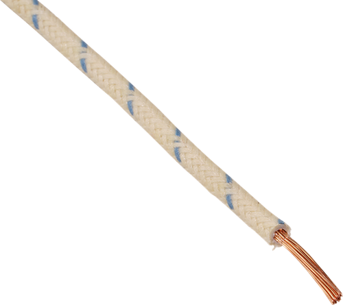 NAMZ - NCBW-96 - Cloth-Braided Wire - 25' Spool - 16-Gauge - White/Blue