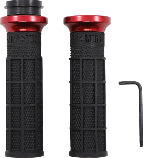 ODI - V31HTW-BB-R - Hart-Luck Signature V-Twin Lock-On Grips - TBW - Black/Red