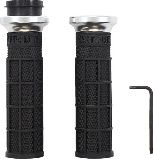 ODI - V31HTW-BB-S - Hart-Luck Signature V-Twin Lock-On Grips - TBW - Black/Silver