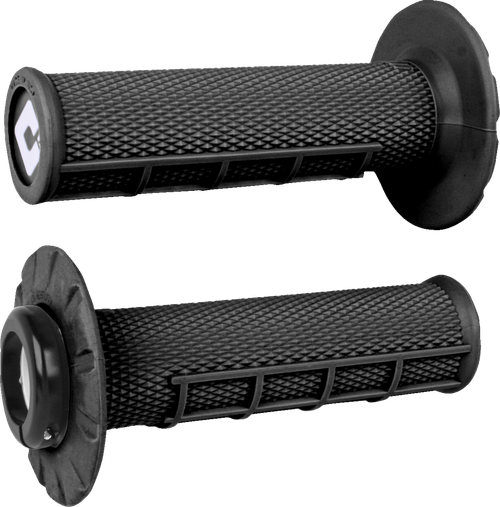 ODI - J33HWB-B - Half Waffle v2.1 Lock-On Grips - ATV/MX - Black/Black