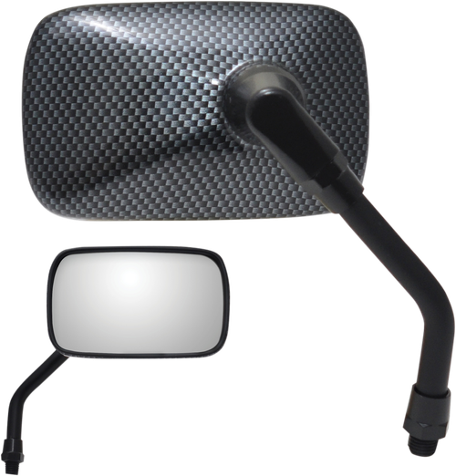 PARTS UNLIMITED - 0640-0955 - Mirror - Mini - Side View - Rectangle - Black/Carbon Fiber - M10x1.25 - Each