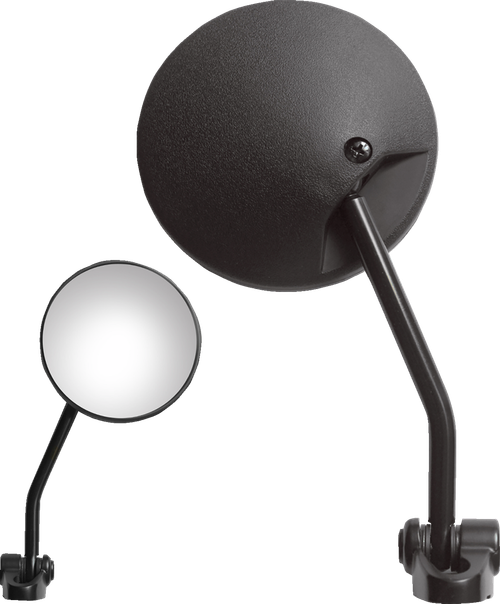 PARTS UNLIMITED - 0640-1690 - Mirror - Flag - Side View - Round - Black