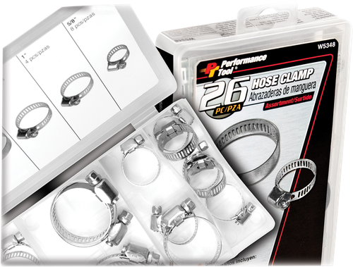 PERFORMANCE TOOL - W5348 - Hose Clamps - Assortment - 26-Piece