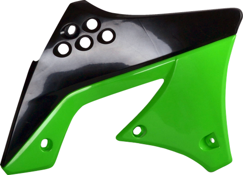 POLISPORT - 8412800004 - Radiator Cover - Black/Green OEM '09/'12 - Kawasaki - KX '09-'12