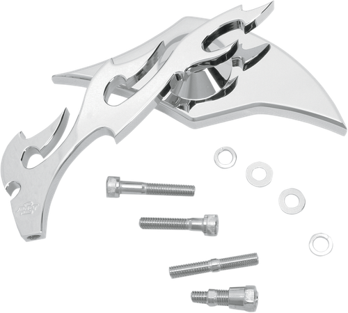 PRO-ONE PERF.MFG. - 104220 - Mirror - Flame - Side View - Milled - Oblong - Chrome - Left