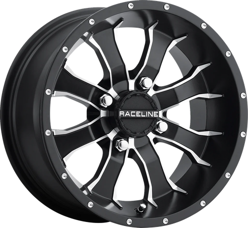 RACELINE WHEELS - A7757056-43 - Wheel - Mamba - Front/Rear - Black/Machined - 15x7 - 4/156 - 4+3