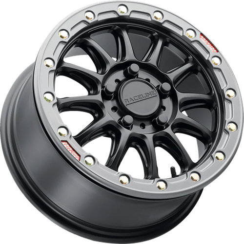 RACELINE WHEELS - A14BG-77056+25 - Wheel - Alpha - Front/Rear - Black/with Gun Metal Ring - 17x7 - 4/156 - +25 mm