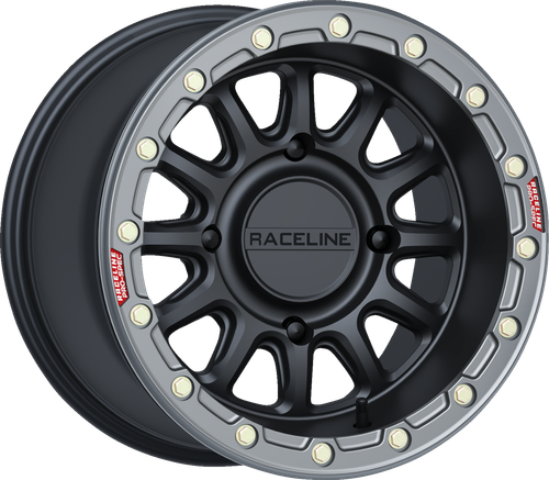 RACELINE WHEELS - A14BG-51056+10 - Wheel - Alpha - Front/Rear - Black/with Gun Metal Ring - 15x10 - 4/156 - +10 mm