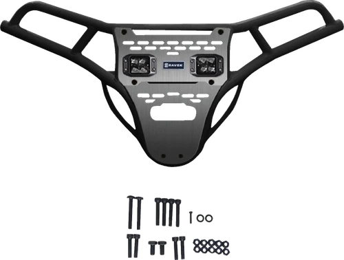 RAVEK - 64-317BKL - Front Bumper/Skid Plate with White Lights - Black - RZR XP 1000