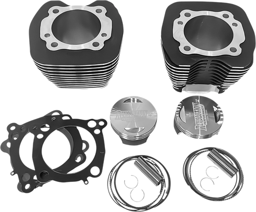 REVOLUTION PERFORMANCE, LLC - RP201-119W - Cylinder Kit - 107” - Big Bore - Black with Highlighted Fins - Twin Cam