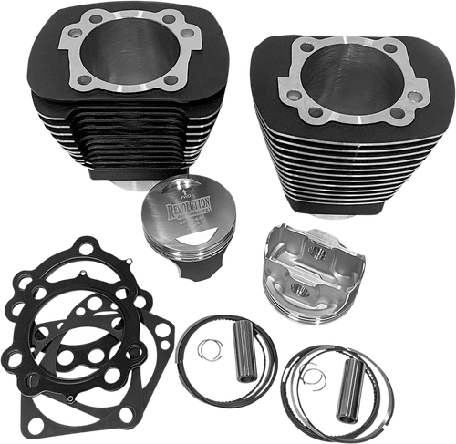 REVOLUTION PERFORMANCE, LLC - RP201-210W - Cylinder Kit - Monster Big Bore - 100” - Black w/Highlighted Fins - Evolution Big Twin '84-'99