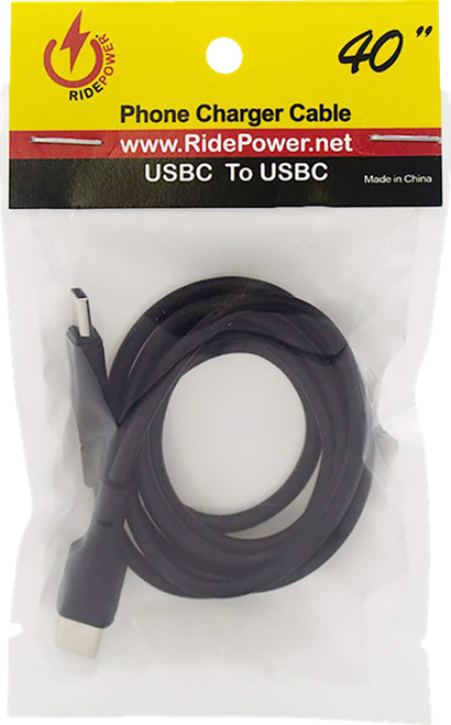 RIDEPOWER - RPUSBCUSBC40 - Male USB-C to Male USB-C Cable - Phone - Charger - 40” - Black