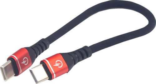 RIDEPOWER - RPUSBCUSBC75 - Male USB-C to Male USB-C Cable - Phone Charger - Heavy-Duty - 7-1/2” - Black/Red