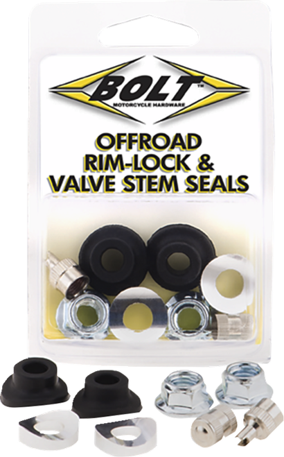 BOLT - 2007-RVS - Rim Lock/Valve Stem/Seal Kit - Black/Silver