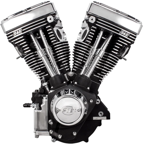 S&S CYCLE - 310-0766 - V111 Long-Block Engine - Wrinkle Black - '84-'99 Custom Chasis w/Alternator Style Primary