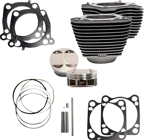 S&S CYCLE - 910-0625A - Cylinder Kit - 124” Big Bore - Wrinkle Black w/Highlights - 107” M8