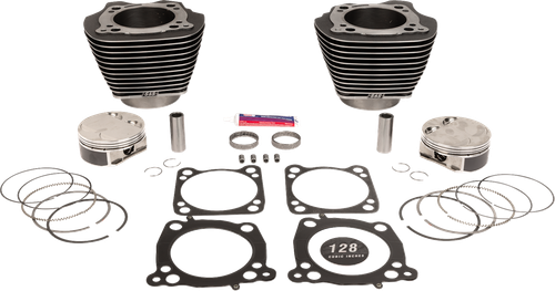 S&S CYCLE - 910-0733A - Cylinder Kit - 128” Big Bore - Black Granite w/Highlights - 114”/117” M8