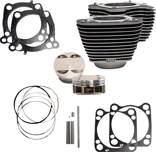 S&S CYCLE - 910-0684A - Cylinder Kit - 128” Big Bore - Wrinkle Black w/Highlights - 114”/117” M8