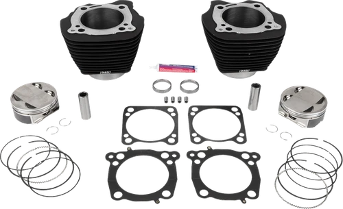 S&S CYCLE - 910-0849A - 136” Cylinder Kit - 4.625” Stroke - Wrinkle Black w/o Highlighted Fins - M8