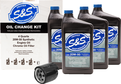 S&S CYCLE - 218943 - Oil Change Kit - Black Filter - '99-'17 Twin Cam - 4 US quarts