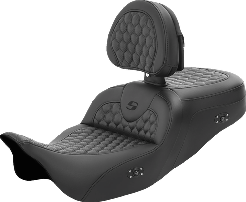 SADDLEMEN - 808-07B-189BRHC - RoadSofa Seat - Honeycomb - with Backrest - Heated - FL '08-'23
