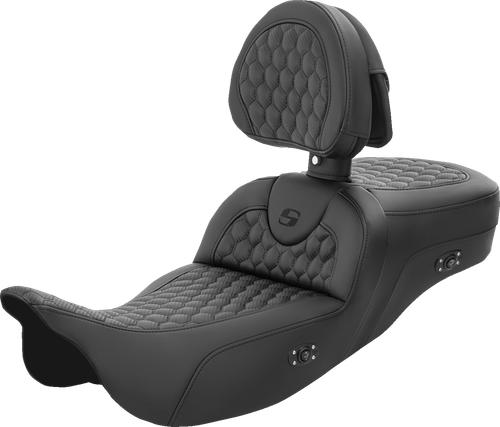 SADDLEMEN - 808-07B-190BRHC - RoadSofa Seat - Honeycomb - with Backrest - Extended Reach - Heated - FL '08-'23