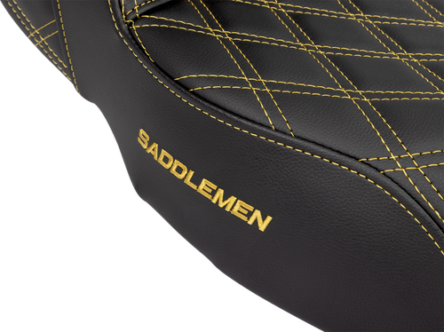 SADDLEMEN - 808-07E-17507 - Step-Up Seat - Lattice Stitch - Gold Stitch - Extended Reach - FLH/FLT '08-'23