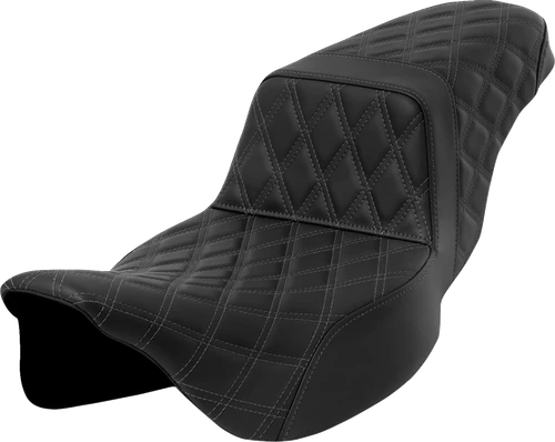 SADDLEMEN - 808-07E-17502 - Step-Up Seat - Lattice Stitch - Dark Gray Stitch - Extended Reach - FLH/FLT '08-'23