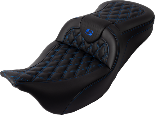 SADDLEMEN - 808-07B-182B1 - Roadsofa Seat - with Backrest - Blue Stitch - FL '08-'23