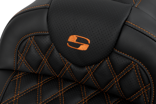 SADDLEMEN - 808-07B-182B3 - Roadsofa Seat - with Backrest - Orange Stitch - FL '08-'23
