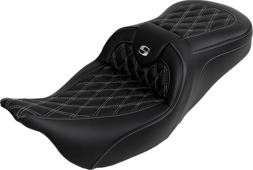 SADDLEMEN - 808-07B-182B5 - Roadsofa Seat - with Backrest - Silver Stitch - FL '08-'23