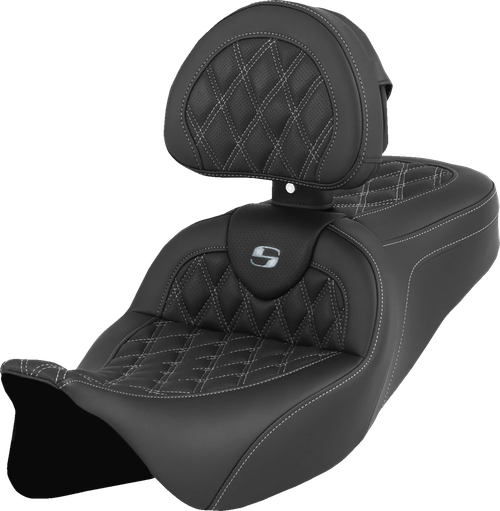 SADDLEMEN - 808-07B-182B5 - Roadsofa Seat - with Backrest - Silver Stitch - FL '08-'23