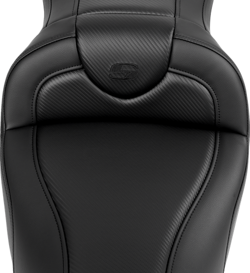 SADDLEMEN - 808-07B-18500 - Roadsofa Seat - without Backrest - Carbon Fiber - Black Stitch - 'FL '08-'19