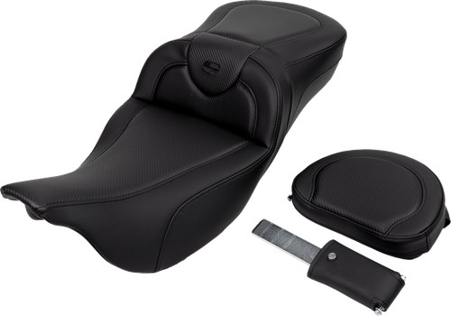 SADDLEMEN - 808-07B-186B0 - Roadsofa Extended Reach Seat - Carbon Fiber - Black Stitch - Backrest - FL '08-'24