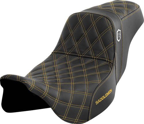SADDLEMEN - SC80807GOL - Pro Series SDC Performance Seat - w/o Backrest - Gold Stitch - FLH/FLT '08-'23