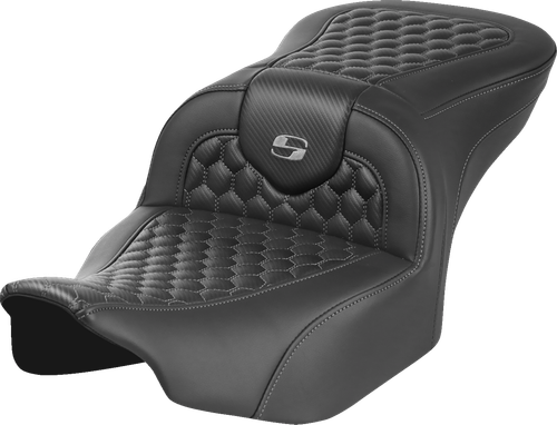 SADDLEMEN - 823-07-18902 - Roadsofa Seat - without Backrest - Honeycomb - Gray Stitch - FLTR/FLHX '23-'24