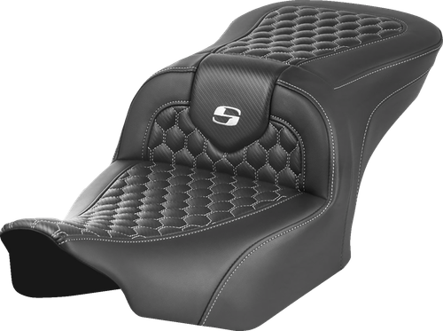 SADDLEMEN - 823-07-18906 - Roadsofa Seat - without Backrest - Honeycomb - White Stitch - FLTR/FLHX '23-'24