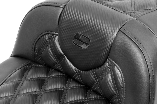 SADDLEMEN - 823-07-20700 - Roadsofa Extended Reach Seat - without Backrest - Carbon Fiber - Lattice Stitch - FLTR/FLHX '23-'24